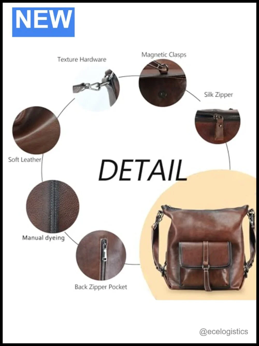 Genuine Leather 3-in-1 Hobo Bag Crossbody Backpack Purse Handbag